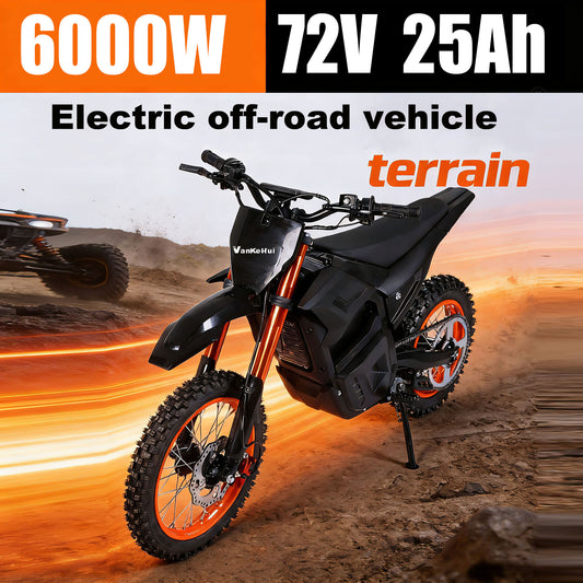 VankeHui，two-wheel electric motorcycles, 72V 6000W 25AH，Electric mobility scooter, unisex electric vehicle, long range, front and rear oil disc brakes